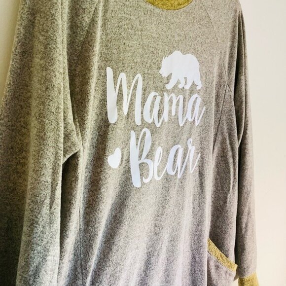 Mama Bear Graphic Crew Neck Long Sleeve Pullover Top With Pockets Size L - Picture 4 of 7